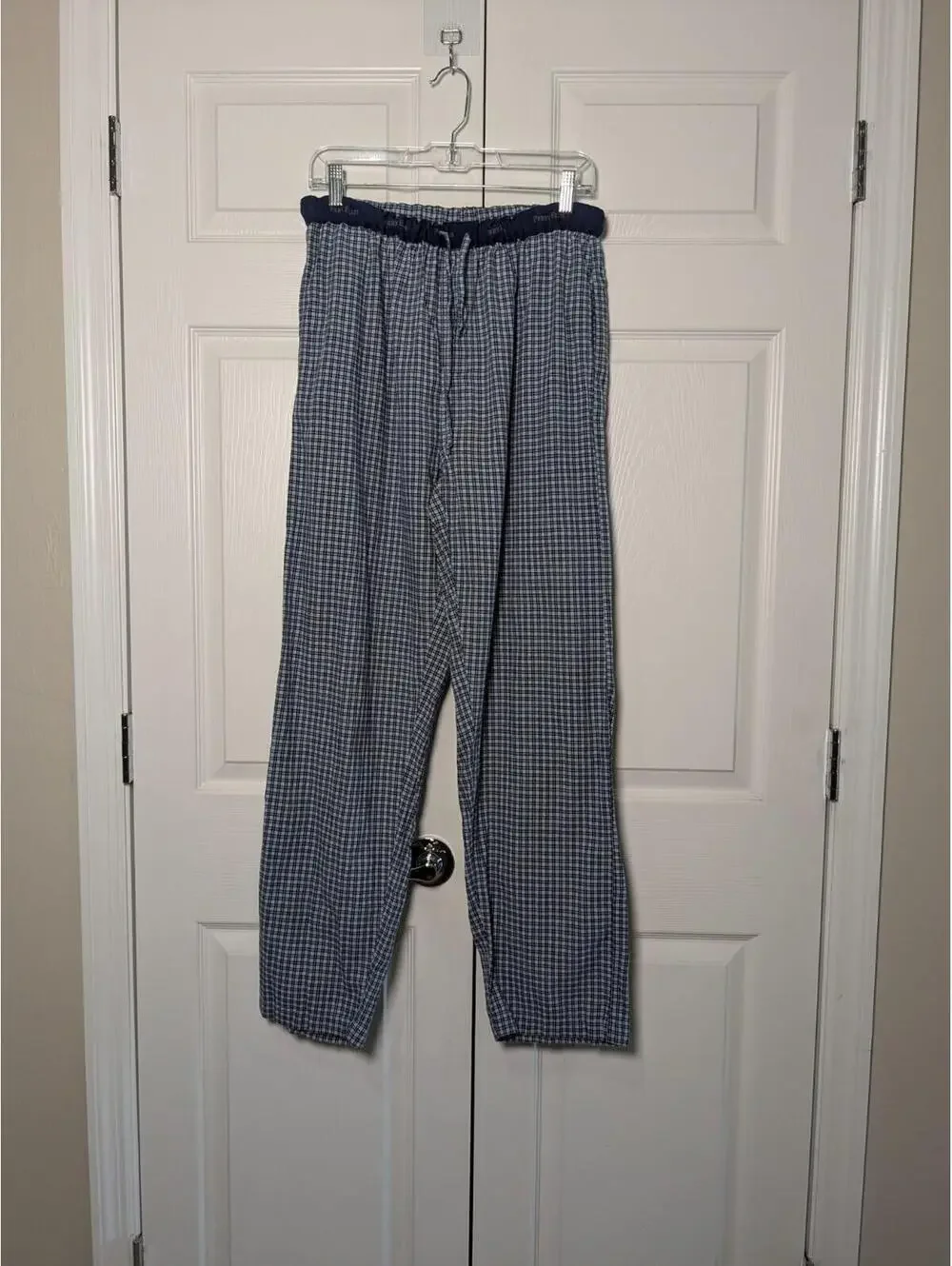Perry Ellis Men's Portfolio Plaid Pajama Pants, Blue, Size Medium, Cotton